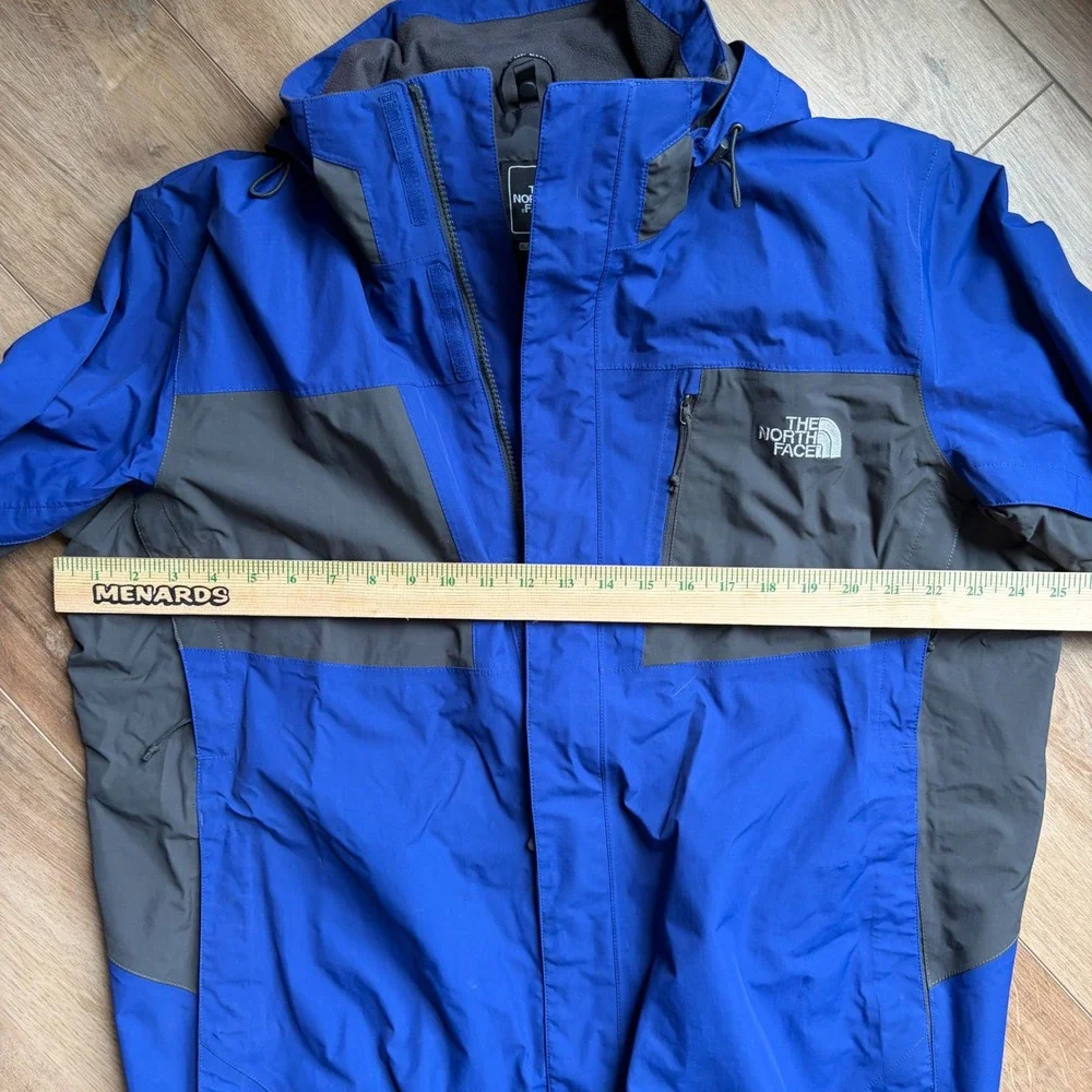 The North Face Men's XL HyVent Jacket Blue Gray Hooded Rain Shell Gorpcore